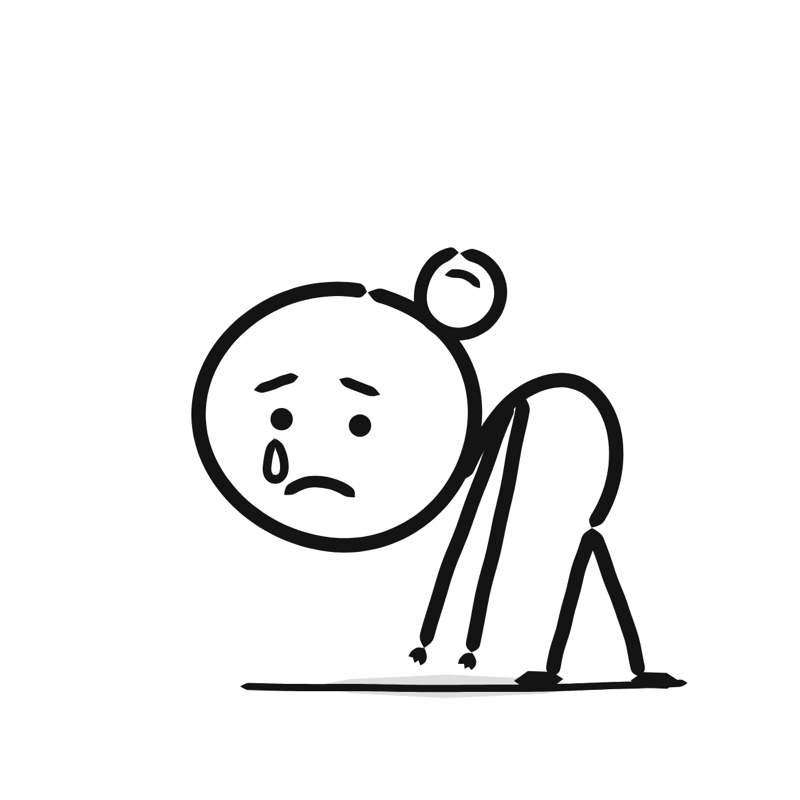 Sadness: a simple Big Heads style line drawing
