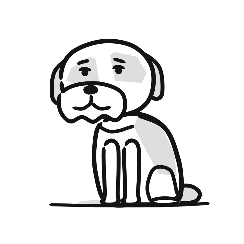 Saint Bernard dog: a simple Big Heads style line drawing