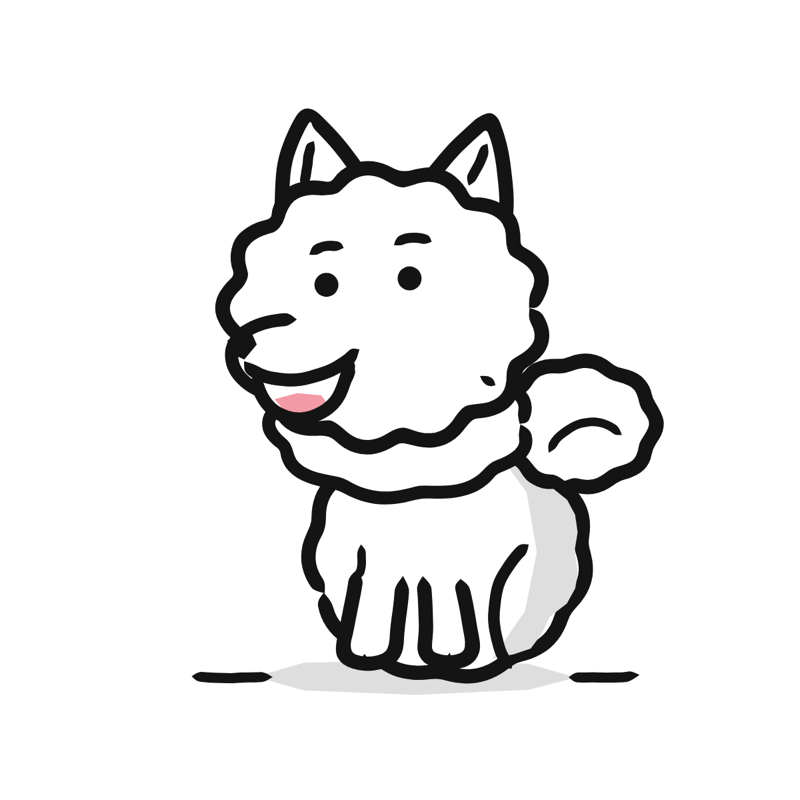 Samoyed dog: a simple Big Heads style line drawing