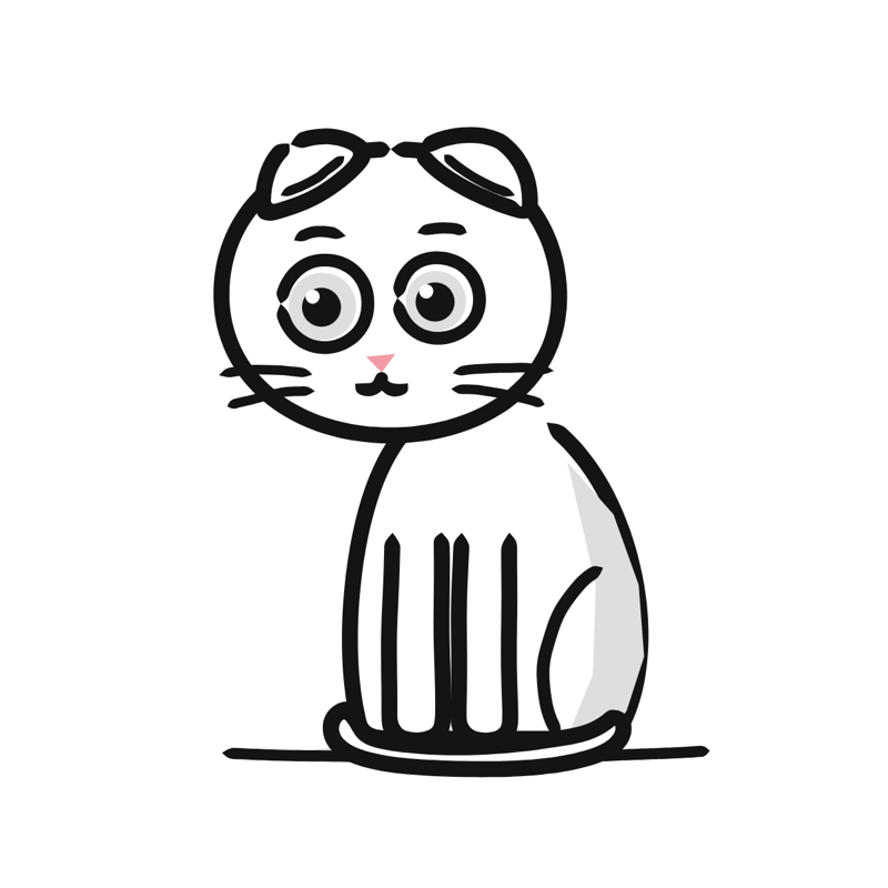 Scottish Fold cat: a simple Big Heads style line drawing