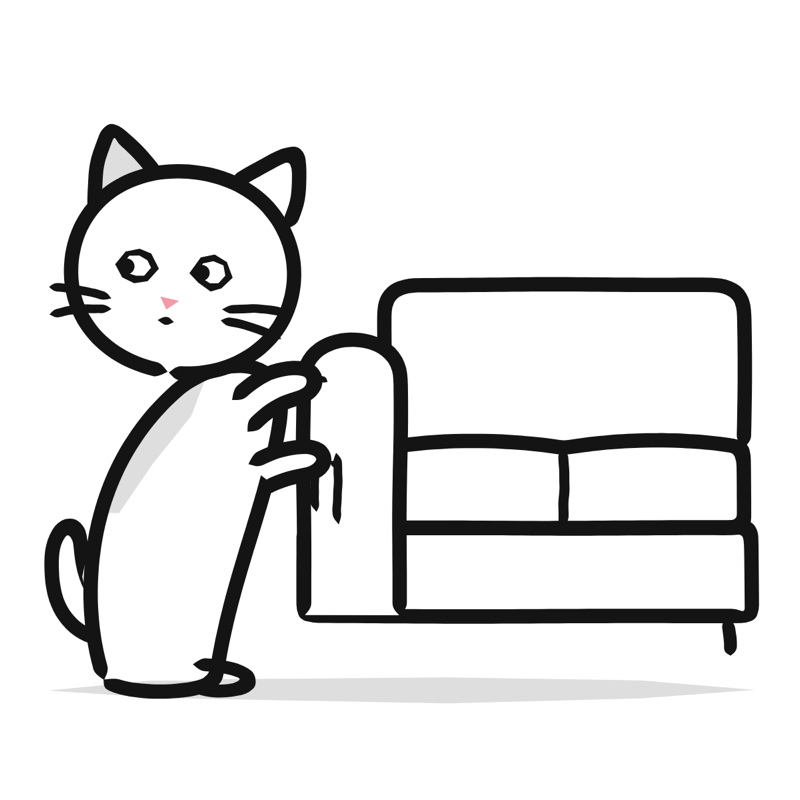 Scratching the sofa: a simple Big Heads style line drawing