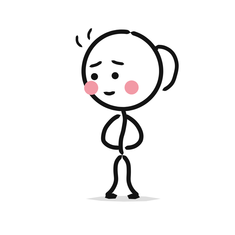 Shy: a simple Big Heads style line drawing