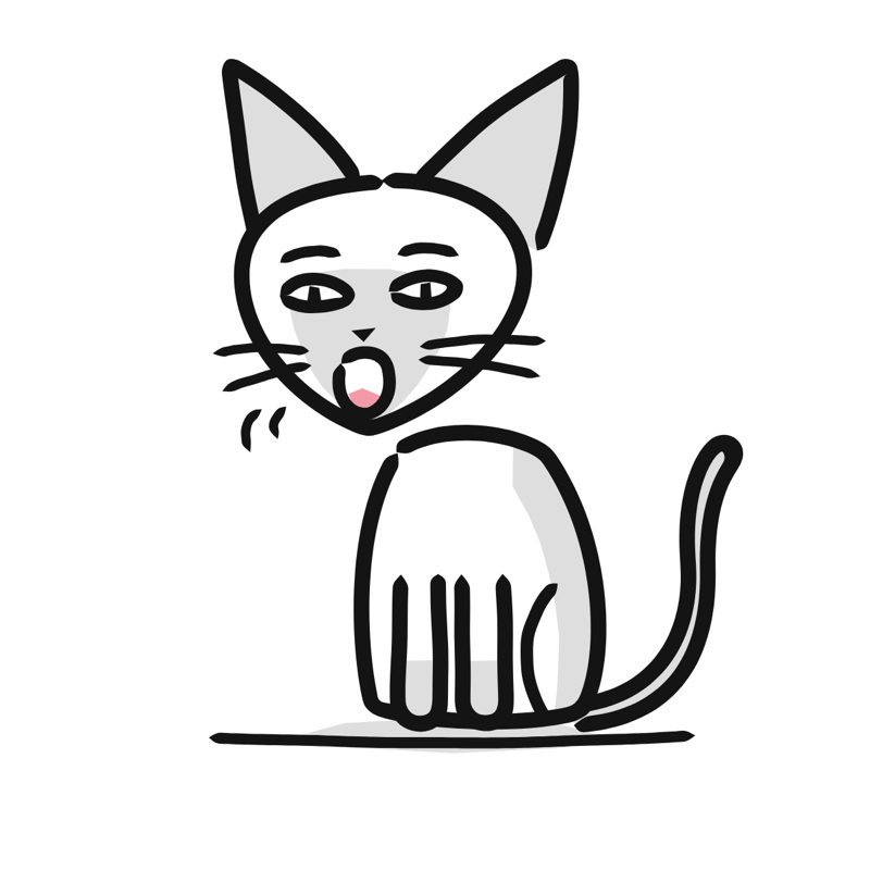 Siamese cat: a simple Big Heads style line drawing