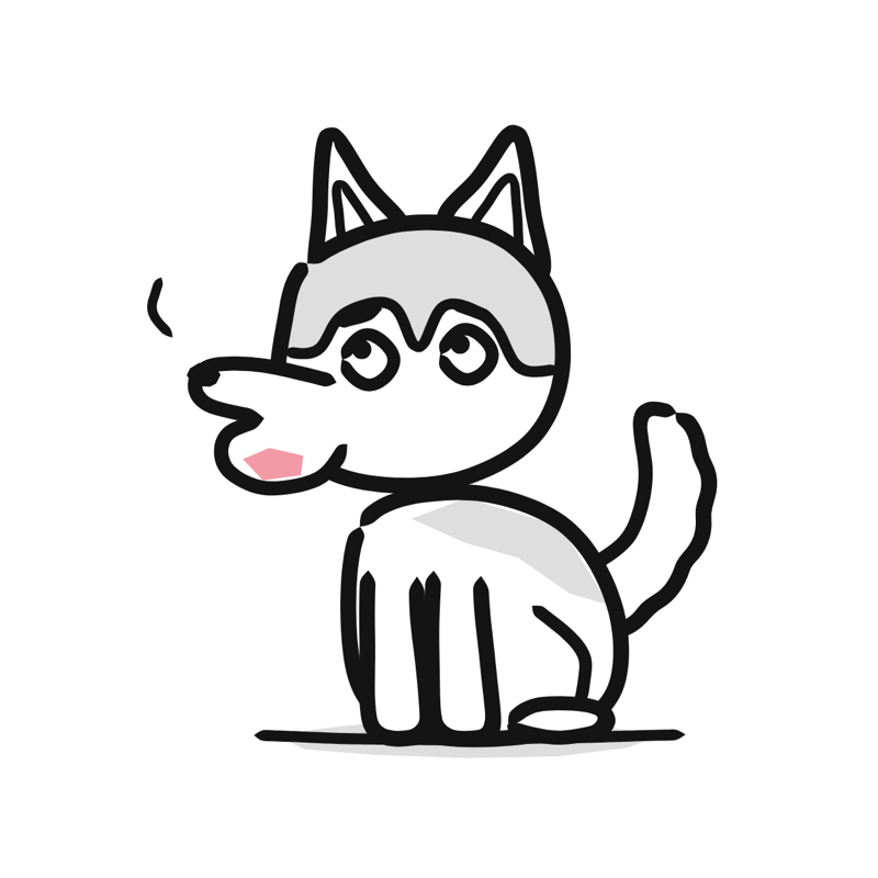Siberian Husky dog: a simple Big Heads style line drawing