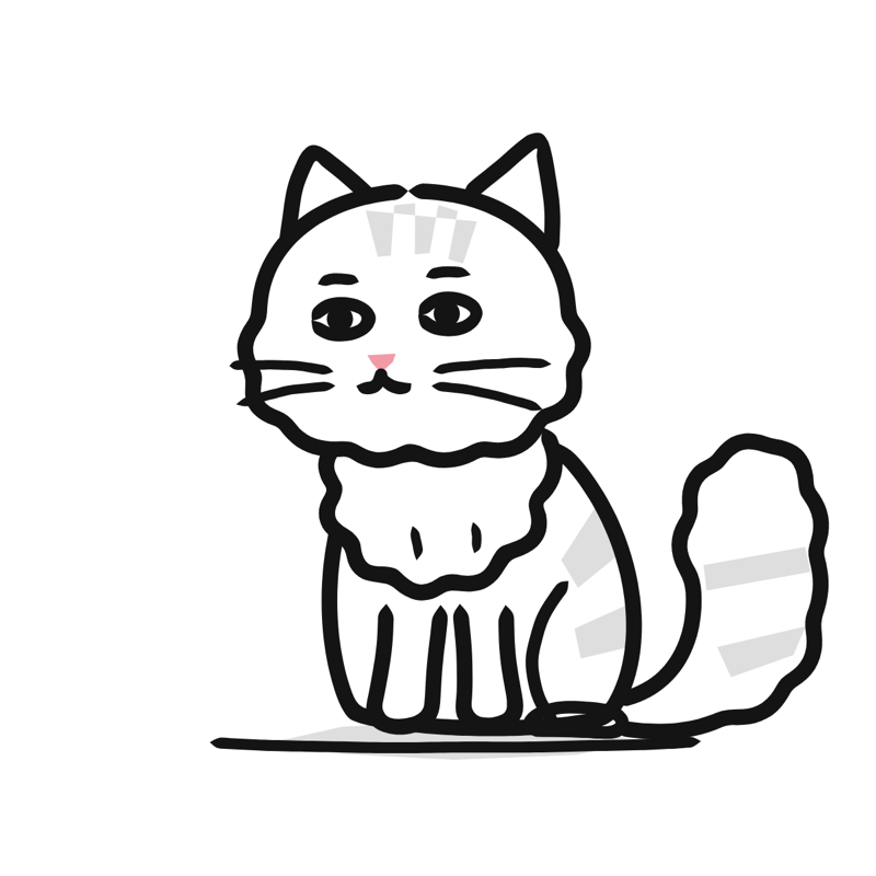 Siberian cat: a simple Big Heads style line drawing