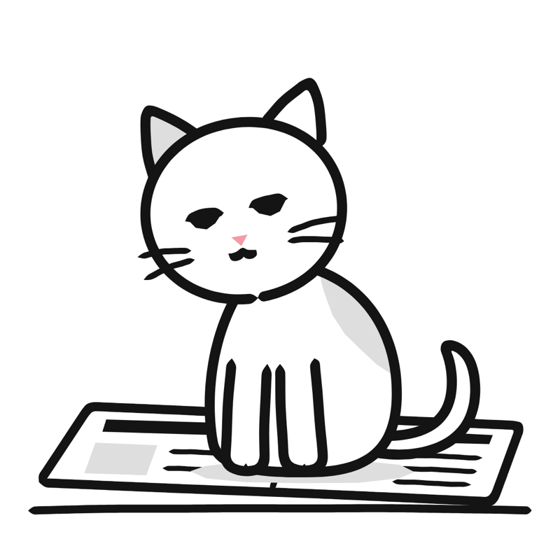 Sitting on the newspaper: a simple Big Heads style line drawing