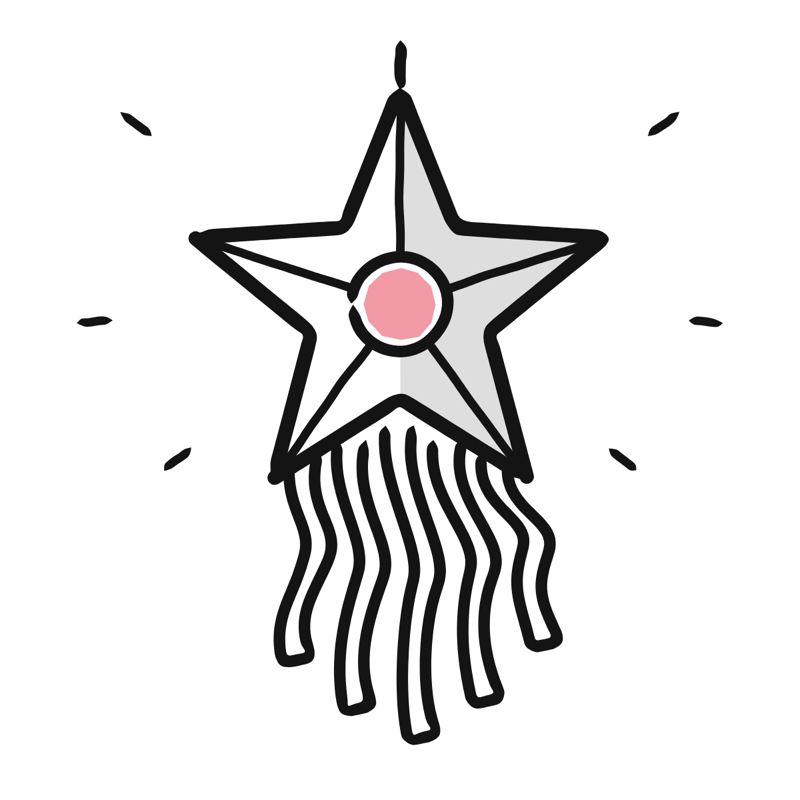 Sky lantern: a simple Big Heads style line drawing