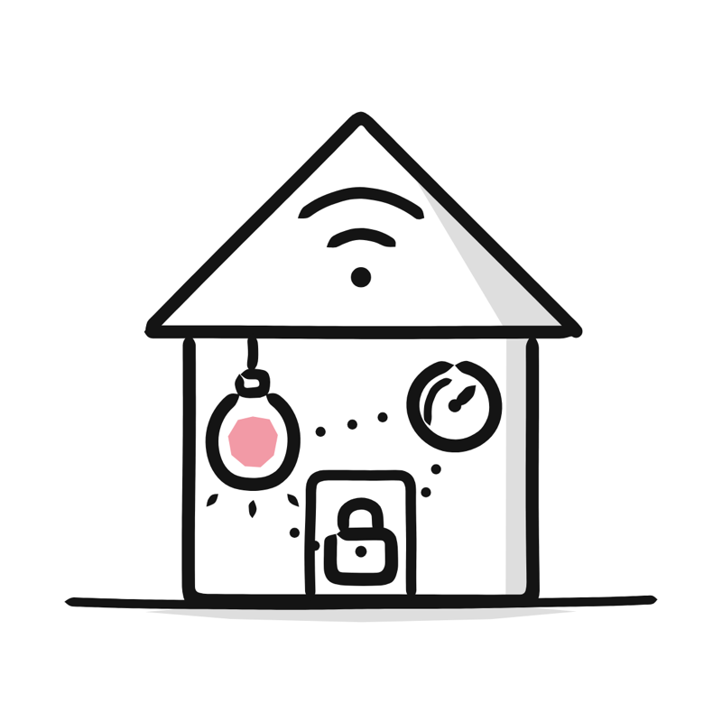 Smart home: a simple Big Heads style line drawing