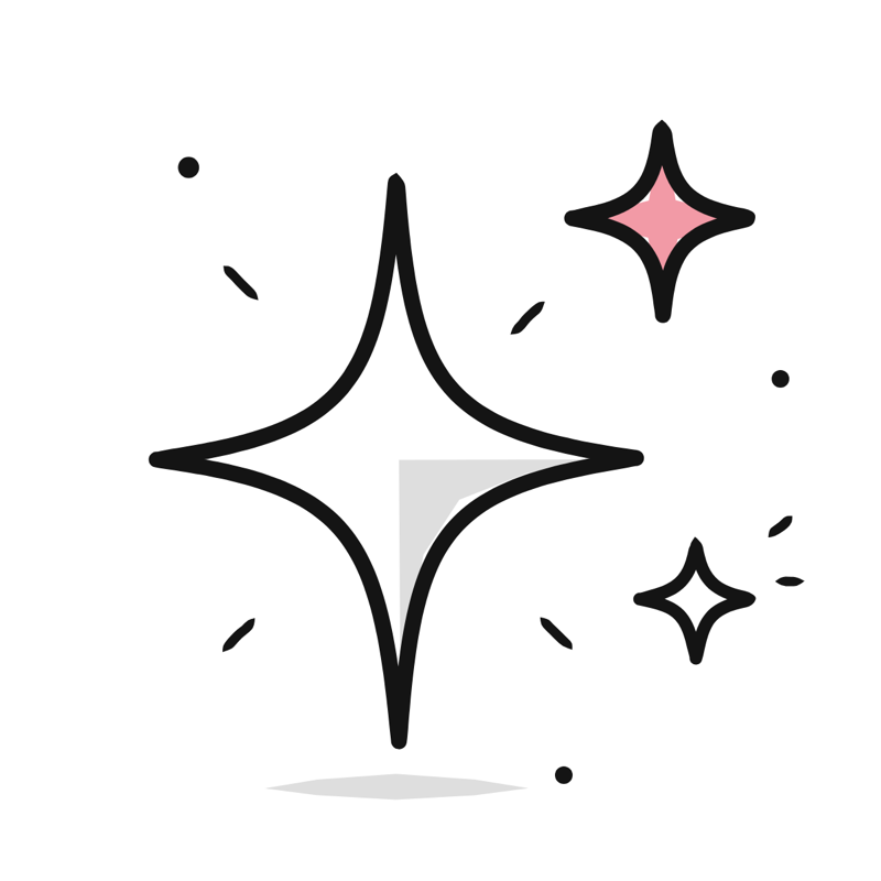 Sparkle icon: a simple Big Heads style line drawing