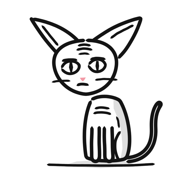 Sphynx cat: a simple Big Heads style line drawing