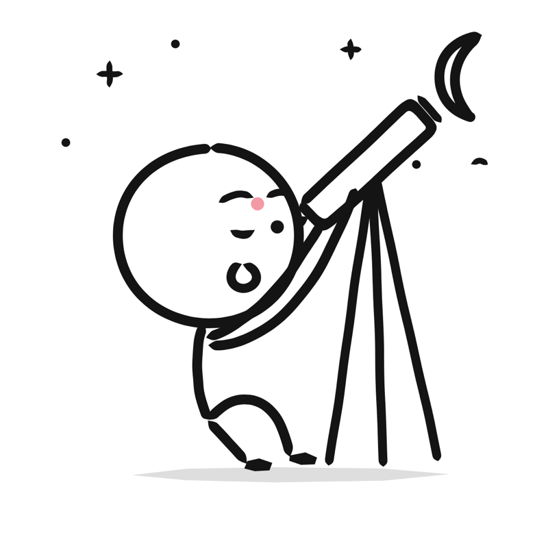 Stargazing: a simple Big Heads style line drawing