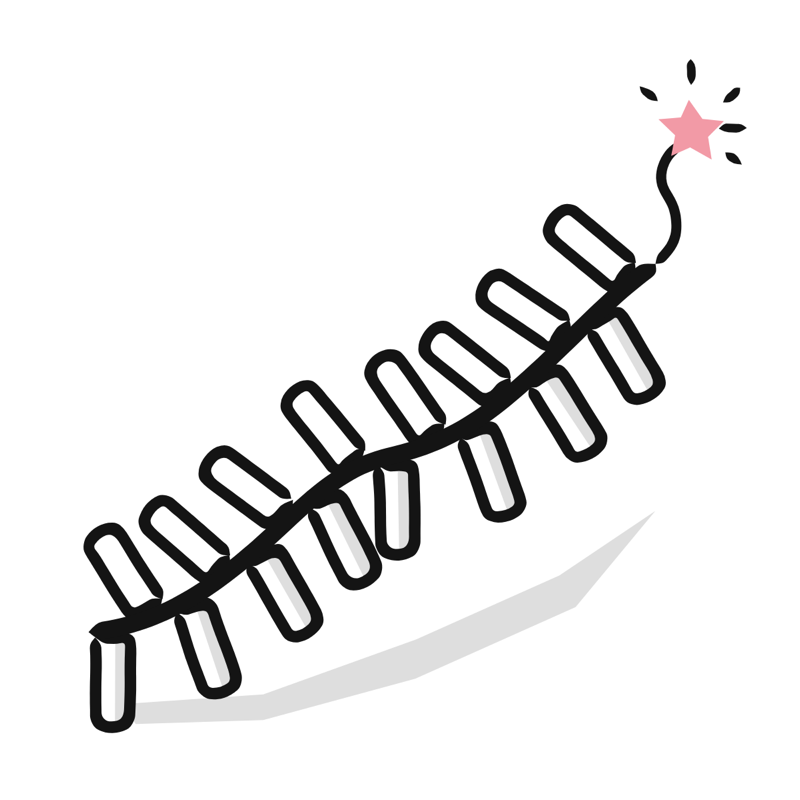 String of crackers: a simple Big Heads style line drawing