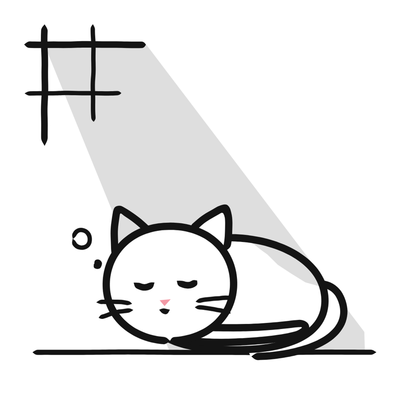 Sunbeam nap: a simple Big Heads style line drawing
