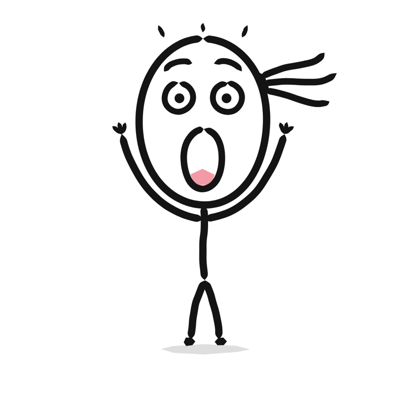 Surprise: a simple Big Heads style line drawing
