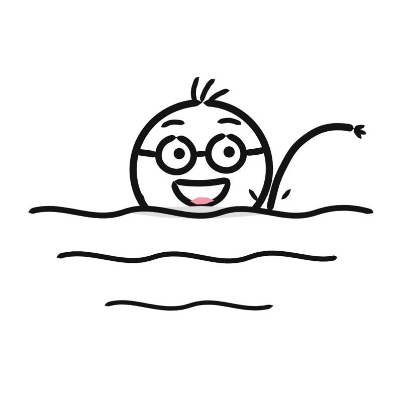 Swimming: a simple Big Heads style line drawing
