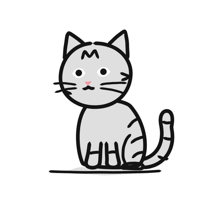 Tabby cat: a simple Big Heads style line drawing