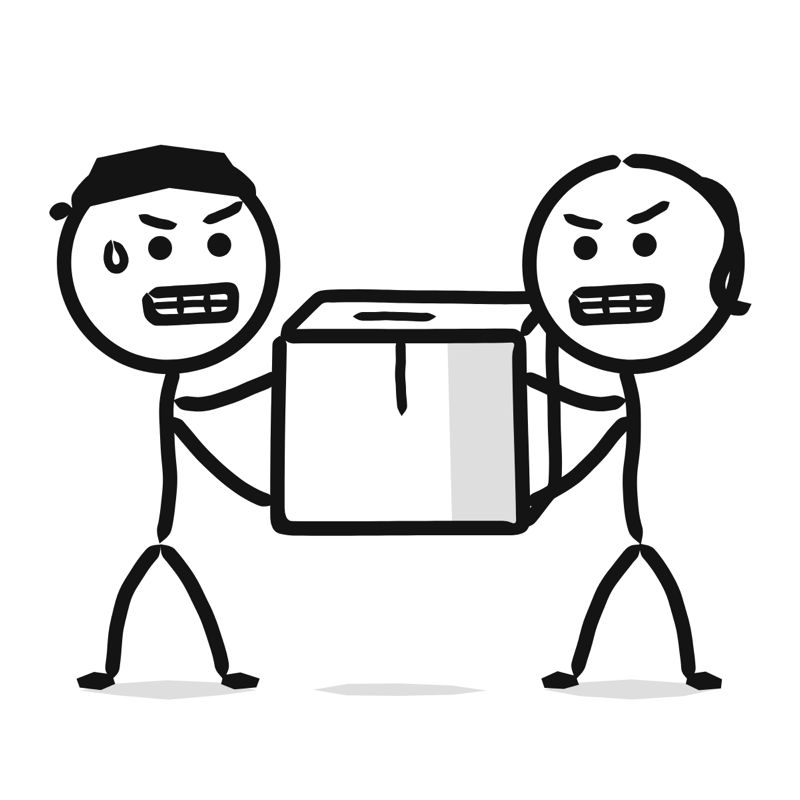 Teamwork: a simple Big Heads style line drawing