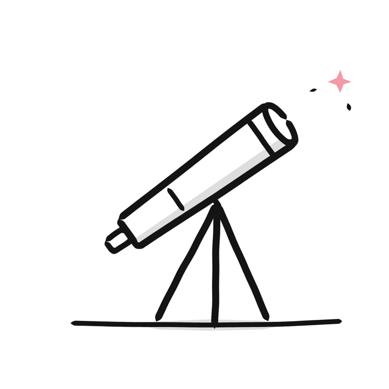 Telescope empty state: a simple Big Heads style line drawing