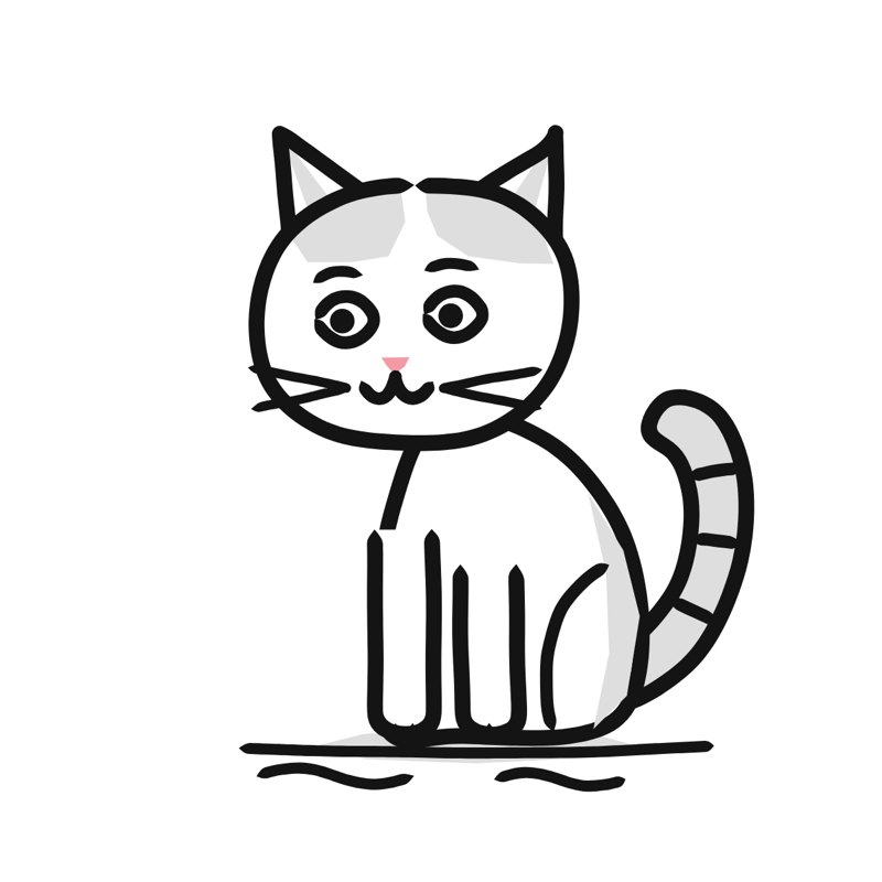 Turkish Van cat: a simple Big Heads style line drawing