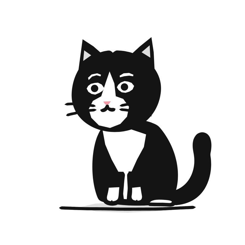 Tuxedo cat: a simple Big Heads style line drawing