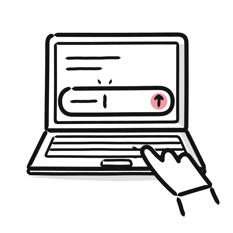 Typing a prompt: a simple Big Heads style line drawing