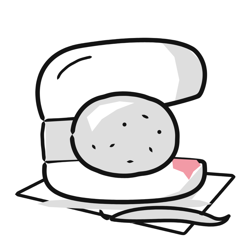 Vada pav: a simple Big Heads style line drawing