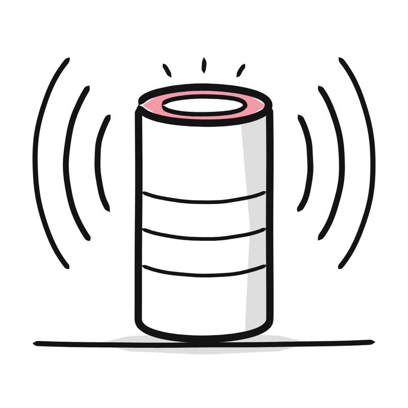 Voice assistant: a simple Big Heads style line drawing