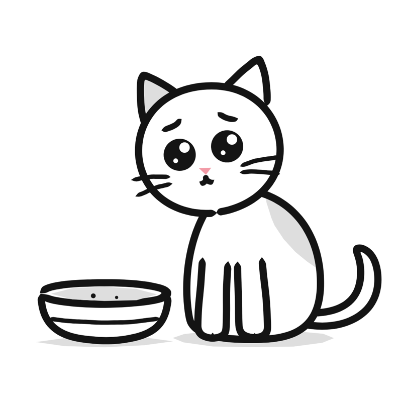 Waiting by the bowl: a simple Big Heads style line drawing