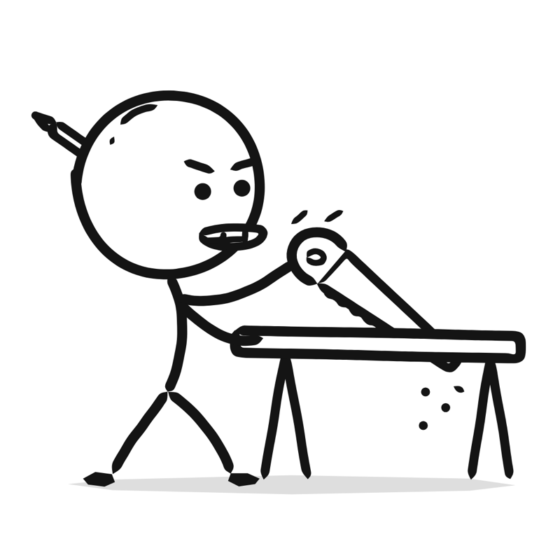Woodworking: a simple Big Heads style line drawing