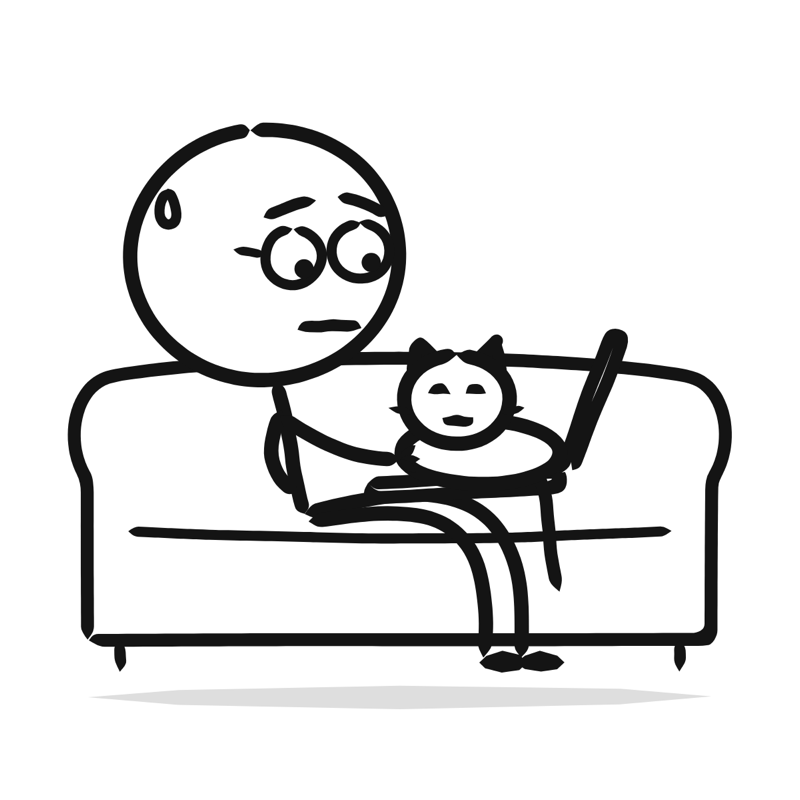 Working from home: a simple Big Heads style line drawing