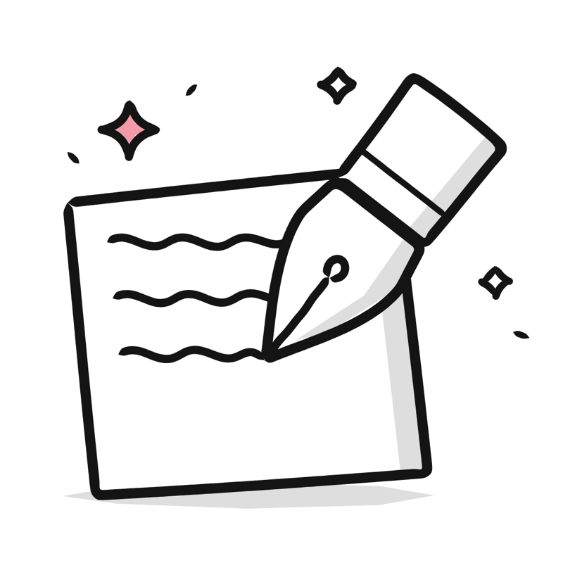 Writing with AI: a simple Big Heads style line drawing