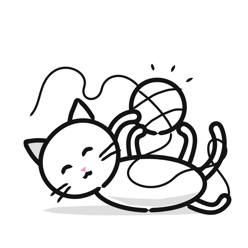 Yarn ball chaos: a simple Big Heads style line drawing