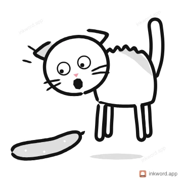 Cat vs cucumber illustration