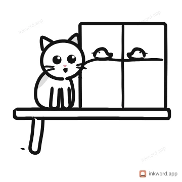 Watching birds at the window illustration