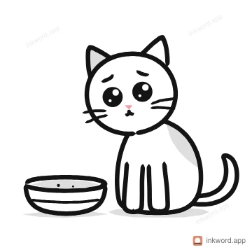 Waiting by the bowl illustration