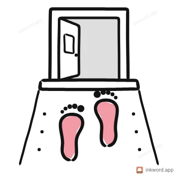 Footprints at the door illustration