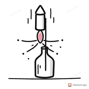 Rocket in a bottle illustration