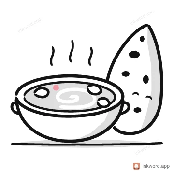 Butter chicken and naan illustration